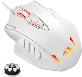 Redragon M908 RGB Mouse de Gaming Cablat - 18 Butoane Programabile 12400 DPI - ALB 