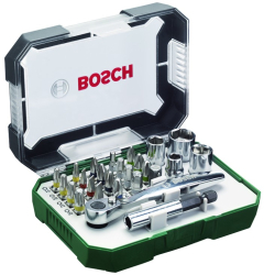 Bosch - Trusa 26 biti si tubulare + cheie cu clichet 2607017322 