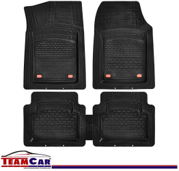 Covorase Auto Universale TEAMCAR® Safir Set 5 Piese Negru Tip Tava Adancime 3 cm Compatibil Hatchback Sedan SUV 