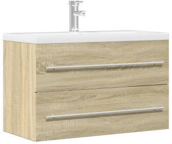 Dulap Suspendat tip Masca pentru Chiuveta Baie 80 cm PAL Stejar Sonoma 