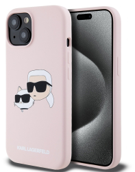 Husa pentru iPhone 15 - Karl Lagerfeld Silicone MagSafe KLHMP15SSKCHPPLP - Pink Karl&Choupette 