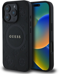 Husa pentru iPhone 16 Pro Max - Guess Saffiano Peony Classic Logo MagSafe GUHMP16XPSAPSMEK - Black 