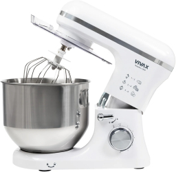 Robot mixer Vivax RM-71800WH 1800 W 6 Viteze + Turbo 4 Accesorii Bol otel inoxidabil Alb/Argintiu 