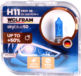 Set becuri H11 55W 5500K Sky Blue Wolfram 