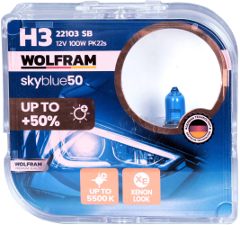 Set becuri H3 100W 5500K Sky Blue Wolfram 