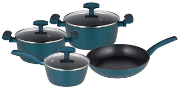Set vase de gatit Michelino 7 piese aluminiu forjat acoperire antiaderenta turcoaz 