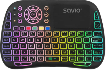 Nou! Tastatura multifunctionala Savio KW-04 Bluetooth/2.4GHz Compatibil TV BOX Smart TV Console PC Iluminare ARGB (Negru) 