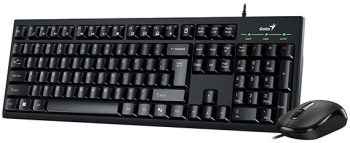 Kit tastatura si mouse wired Genius USB tastatura 104 taste (concave) + mouse optic 1200dpi 3 butoane AI key (Negru) 
