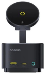 Docking station Baseus MagPro Series II 7-in-1 conectare PC USB-Type-C USB 3.2 x 1 incarcare wireless 15W card reader MicroSD\/SD negru 