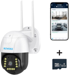 Camera de Supraveghere REVOSE 5MP 2560x1920 Aplicatie Dedicata Intelligent Tracking Rotire Alarma miscare Interior si Exterior Card 32GB 