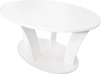 Masuta cafea Ovala cu role alba 94 x 54 x 64 cm 