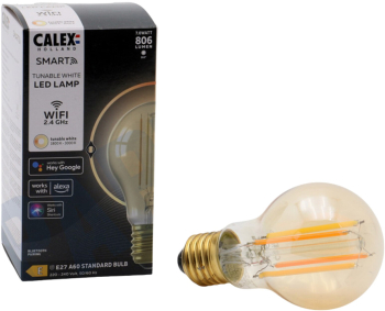 Bec LED vintage (decorativ) inteligent Calex Smart Filament Wi-Fi A60 E27 7W 806 lm lumina alba calda (1800-3000K) Auriu compatibil Google