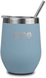 Cana termoizolanta cu pai Nava 360 ml albastru 
