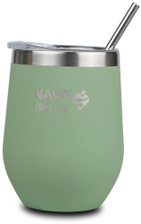 Cana termoizolanta cu pai Nava 360 ml verde 