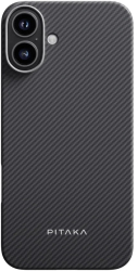 Carcasa PITAKA Ultra Slim Twill compatibila cu iPhone 16 Plus Black\/Grey 