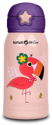 Sticla din otel inoxidabil cu pai We Care pink flamingo 500ml 