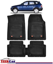 Covorase Auto TEAMCAR® Tip Tavita pentru BMW X3 E83 2003-2010 Compatibile Universal Negru Set Complet Fata-Spate 