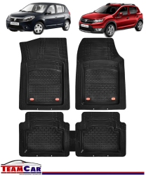 Covorase Auto Tip Tava TEAMCAR® Compatibile Dacia Sandero Negru Antiderapante Fara Miros Protectie Completa Interior 