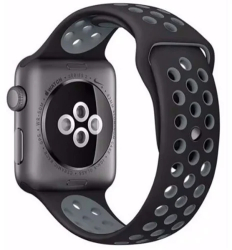 Curea iUni compatibila cu Apple Watch Ultra/SE/8/7/6/5/4/3/2/1 38mm Silicon Sport Negru/Argintiu