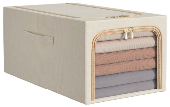 Cutie de Depozitare Flippy 31L din In si Bumbac Pliabila Cadru din Otel 45 x 30 x 23 cm Kaki 