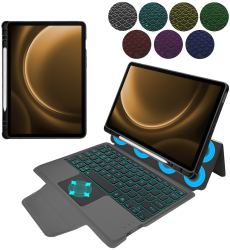 Husa Cu Grad Ridicat de Protectie cu Tastatura pentru Samsung Galaxy Tab S9 FE X45 Hard Plastic Intense Dark 