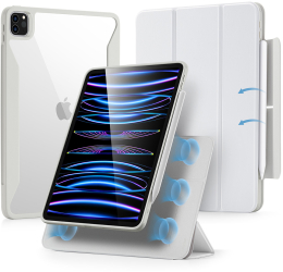 Husa Cu Grad Ridicat de Protectie pentru iPad Pro 11 2021/2022 D58 Hard Plastic BrilliantPearl White 