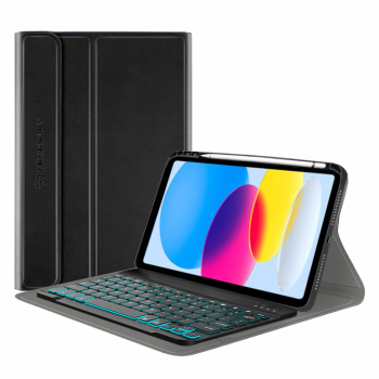 Husa Protectie cu Tastatura pentru iPad 10 2022 10.9 R66 Silicon Flex Deep Dark 