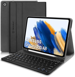 Husa Protectie cu Tastatura pentru Samsung Galaxy Tab A8 10.5 2021 R58 Silicon Flex Deep Dark 