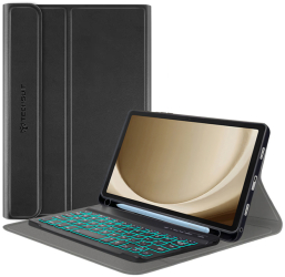 Husa Protectie cu Tastatura pentru Samsung Galaxy Tab A9 Plus R60 Silicon Flex Deep Dark 