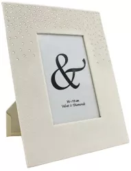 Rama Foto Eleganta 18x23 cm &ndash Catifea Alb Ivory cu Cristale 