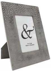 Rama Foto Eleganta 18x23 cm &ndash Catifea Gri cu Cristale 