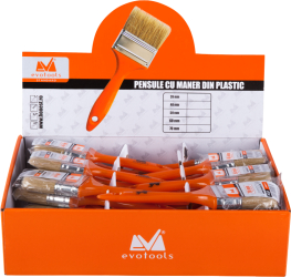 Set Pensule cu maner de plastic Orange Evotools 5x20mm 10x40mm 10x50mm 5x60mm 5x70mm 