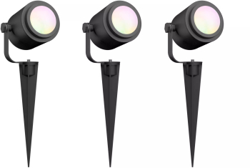 Set 3 bucati Spot LED de gradina Calex Smart Ground 24V lumina alba si colorata (3000-6500K) 400 lumeni 12W IP44 Negru Clasa Energetica F 