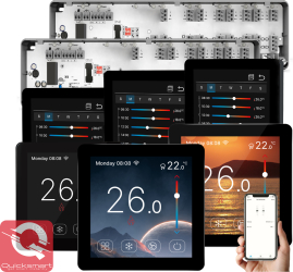 Automatizare Incalzire Pardoseala Q10 Controller pardoseala 2x 8 zone 6 Termostate cu fir Q50 Incastrabil Smart Negru 