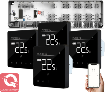 Automatizare Incalzire Pardoseala Q10 Controller pardoseala 8 zone 4 Termostate cu fir Q40 Incastrabil Smart Negru 