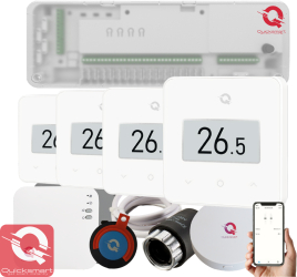 Automatizare Incalzire Pardoseala Q20 Controller 8 zone 4 Termostate Q30 Wireless 8 actuator NC Ecran e-Ink Smart Alb 