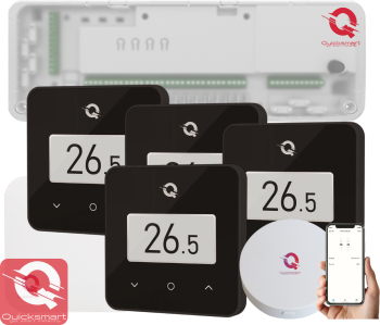 Automatizare Incalzire Pardoseala Q20 Controller 8 zone 4 Termostate Q30 Wireless Ecran e-Ink Panou tactil sticla 