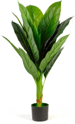 Planta Artificiala Decorativa Model Colocasia in Ghiveci cu Aspect Natural Culoare Verde si Inaltime 100 cm