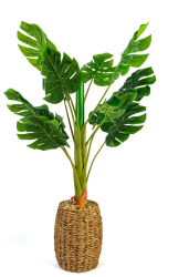 Planta Artificiala Decorativa Model Filodendron in Ghiveci cu Aspect Natural Culoare Verde si Inaltime 100 cm 