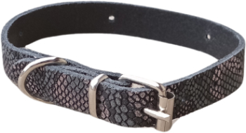 Zgarda cu imprimeu sarpe piele naturala pentru caini mici 35 x 1 5 cm 