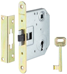 Broasca usa interior incastrabila 55 x 55 mm 2 chei caneluri zincat - potrivita pt. usa baie/WC sau usa dormitor THIRARD 