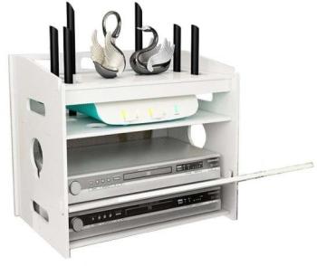 Raft Suport Router Wireless pentru mascare echipament WI-FI si fire 28x20x23.5 alb 3 polite