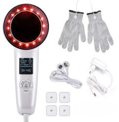 Aparat masaj EMS 6 in 1 CUANTIS ultrasunete 1MHz microcurent infrarosu LED 6 culori ioni negativi tonifiere hidratare si sculptare 