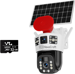 Camera de supraveghere HexaEye cu vedere tripla Interior/Exterior Panou solar 12000mAh 