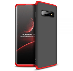 Husa Samsung Galaxy S10 - Protectie 360 grade 3 in 1 Plastic Neagra/Rosie 