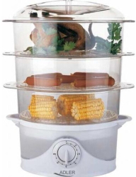 Aparat de gatit cu aburi Adler Turbo Steam timer 60 min 800W 9L Alb 