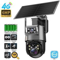 Camera de Supraveghere cu Panou Solar PTZ 4G TSS-Q30B cu Doua Lentile 3MP/3MP IR 40m 10X Zoom Detectia Miscarii Slot Card App Ubox 