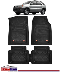 Covorase Auto TeamCar® Kia Sportage JE 2004-2010 - Negru - Cauciuc Rezistent Tip Tavita 