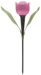 Lampa Solara LED tip Floare Lalea pentru Gradina Culoare Roz Inaltime 30 cm 