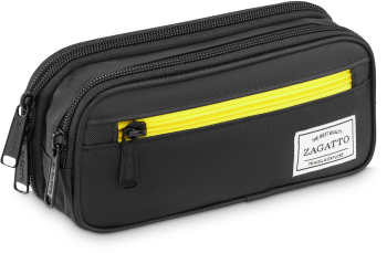 Penar multifunctional Zagatto R Negru cu interior Galben 2 Compartimente Fermoar dublu Impermeabil Buzunar frontal cu fermoar in con 